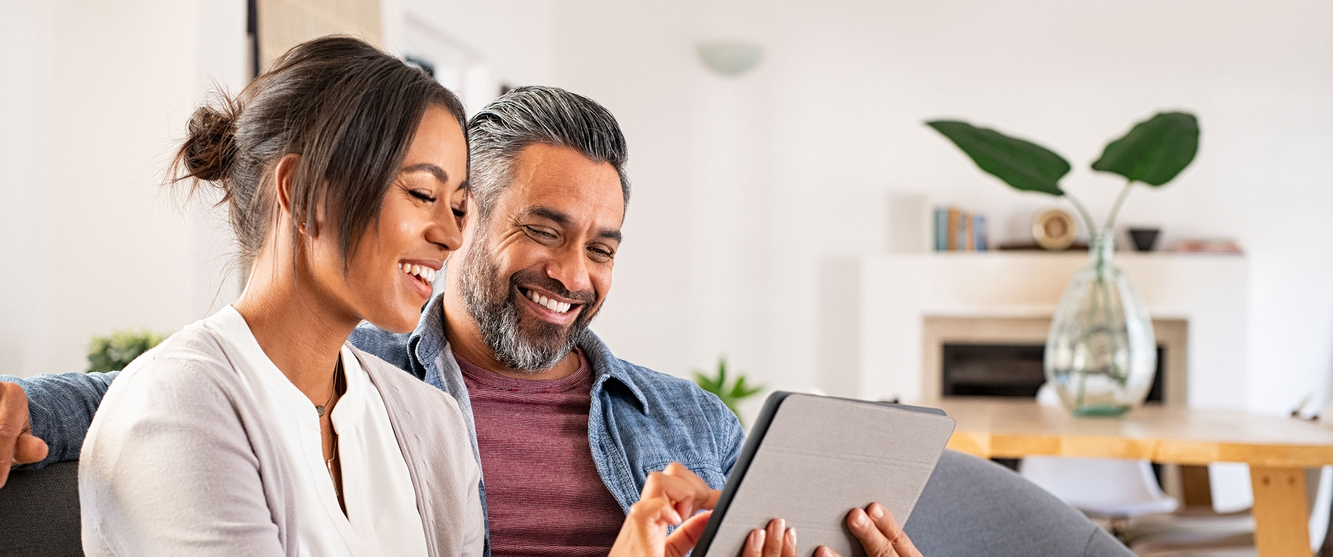 Couple using a tablet