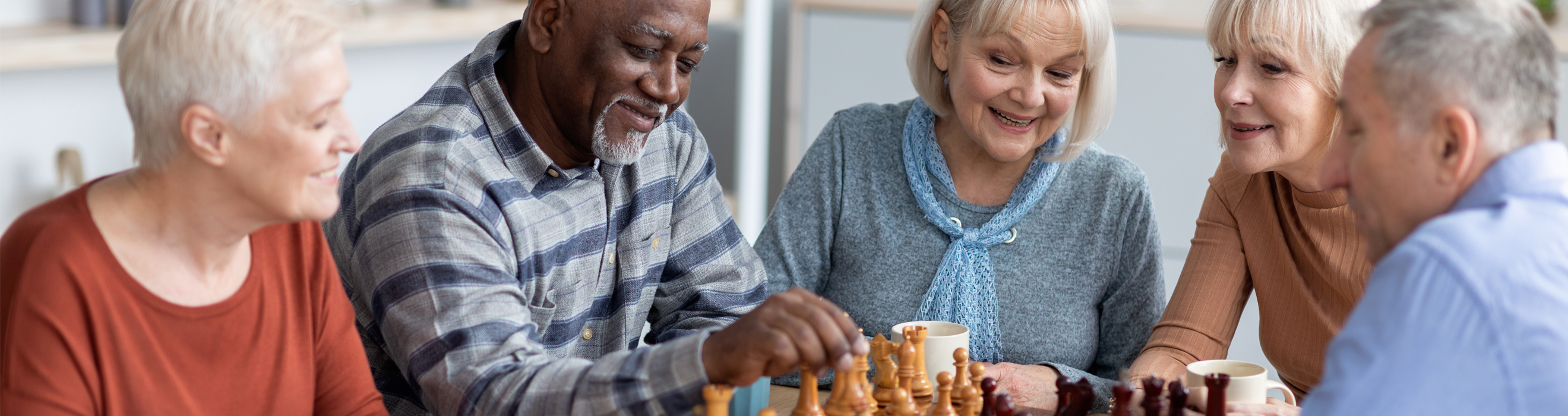 Senior citizens enjoying a game of chess